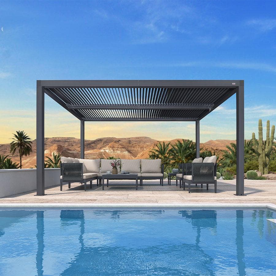 10x14 Louvered Pergola in Gray Finish