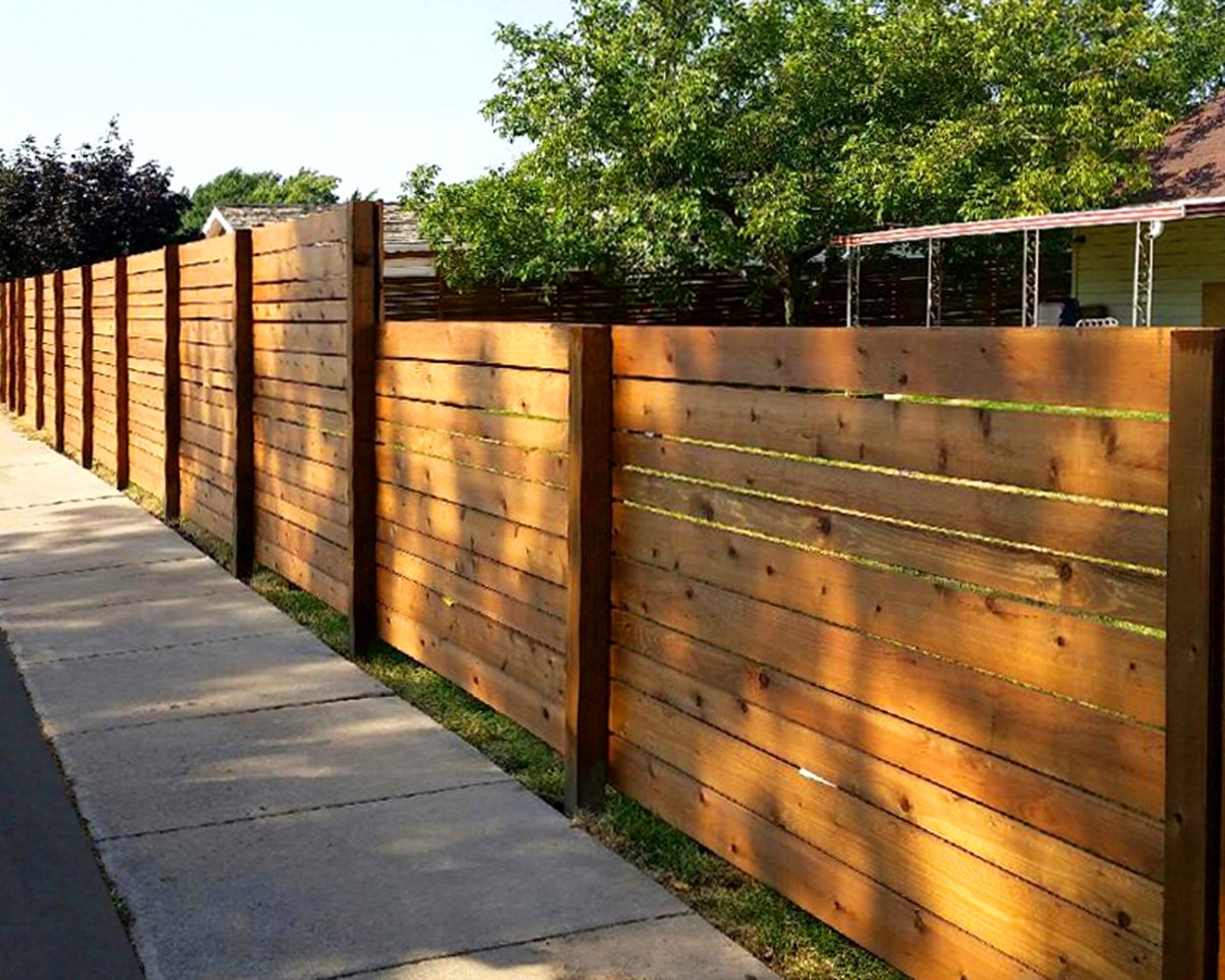 6-Foot Horizontal Cedar Fence in Honey Teak