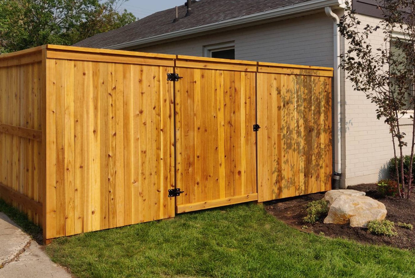 6-Foot Cedar Privacy Fence with Cap in Honey Maple