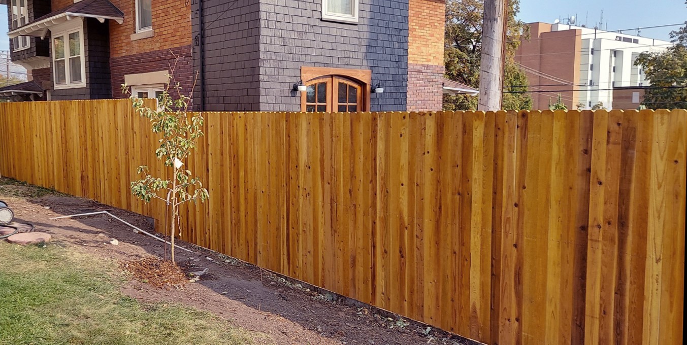 6-Foot Dog Ear Cedar Fence in Honey Maple