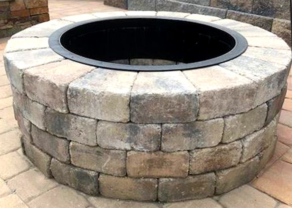 Close-Up of Wedge Block Fire Pit