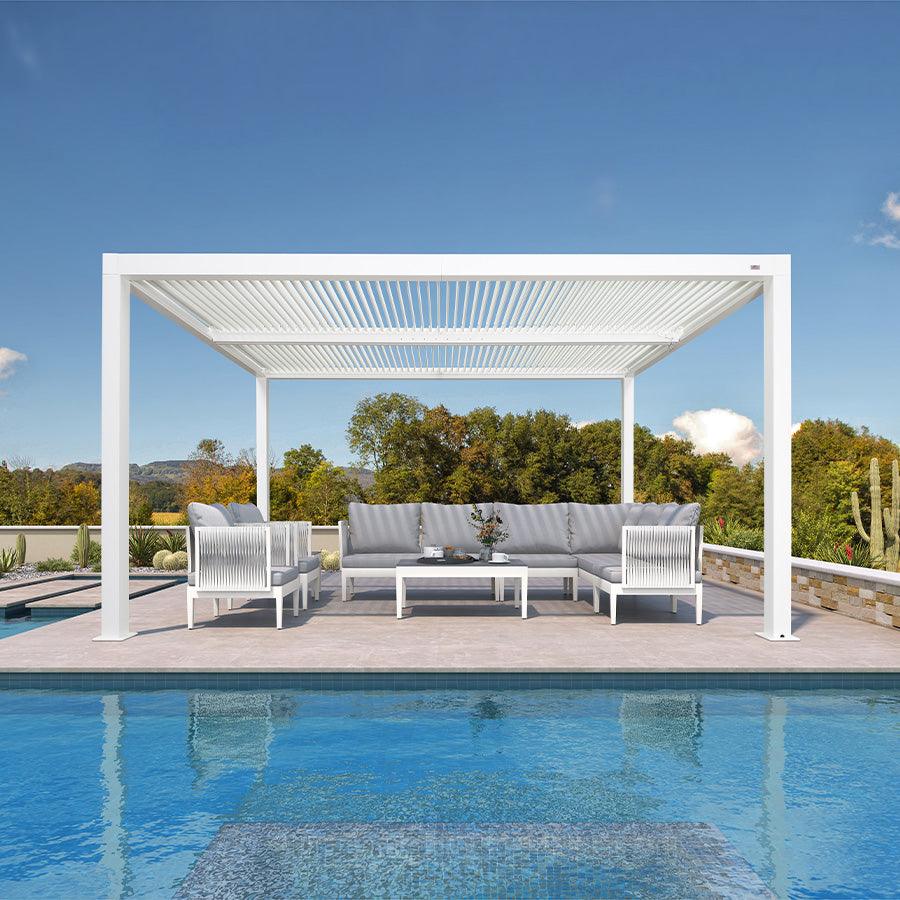 10x14 Louvered Pergola in White Finish