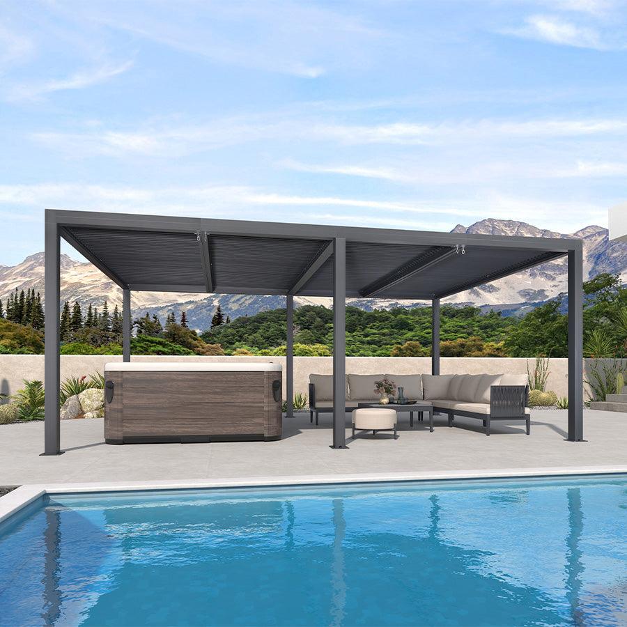 12x20 Louvered Pergola in Gray Finish