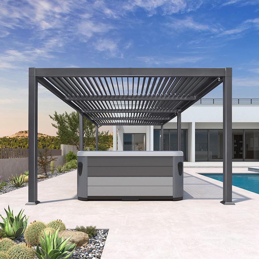 12x24 Louvered Pergola in Gray Finish