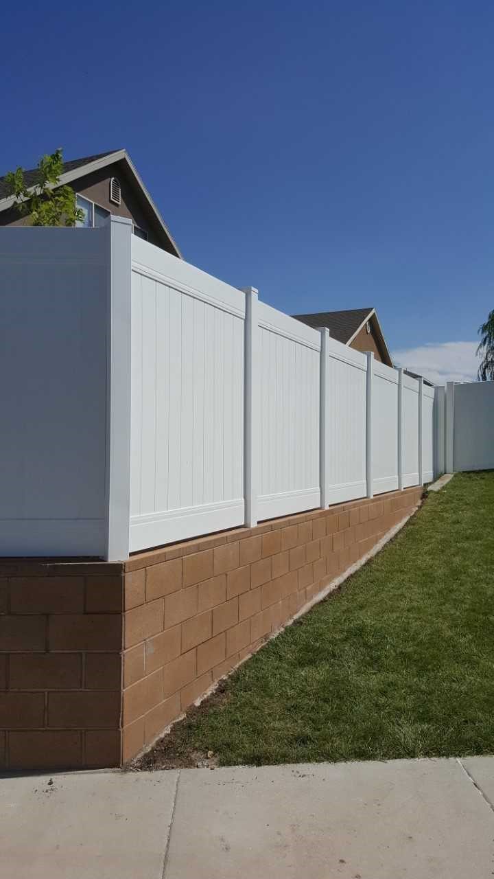 Vinyl Fence on Block Wall - View 1