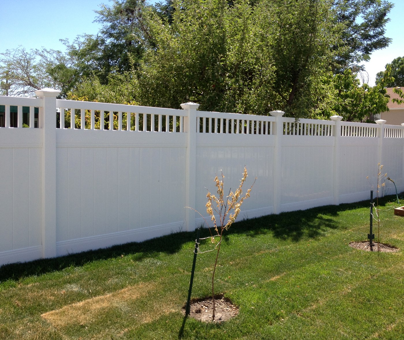 White Vinyl Fence with Accent Top